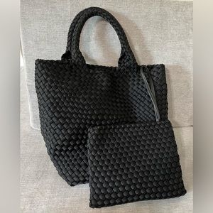 Black Neoprene Woven Tote Bag